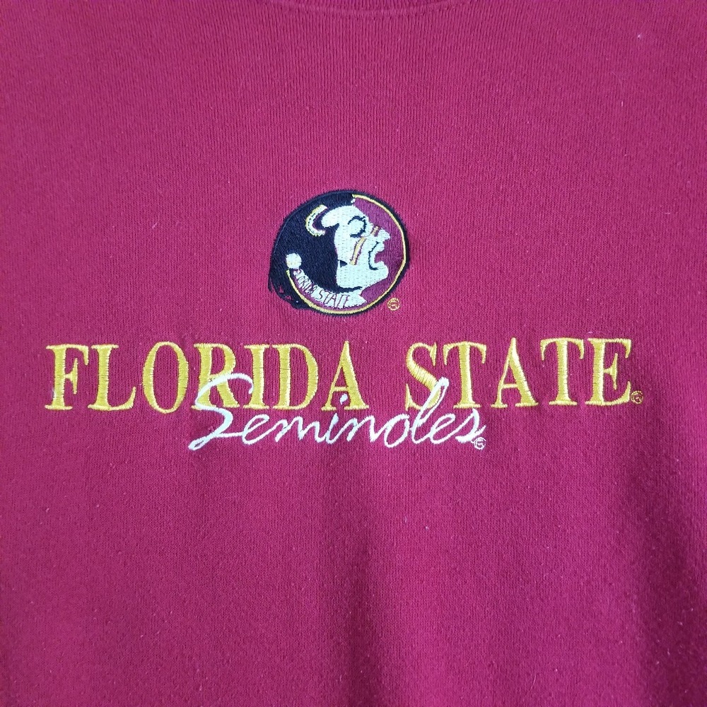 VTG Florida State Sweater Mens Medium Garnet Red Tultex Seminoles USA Made 90s - Picture 4 of 10
